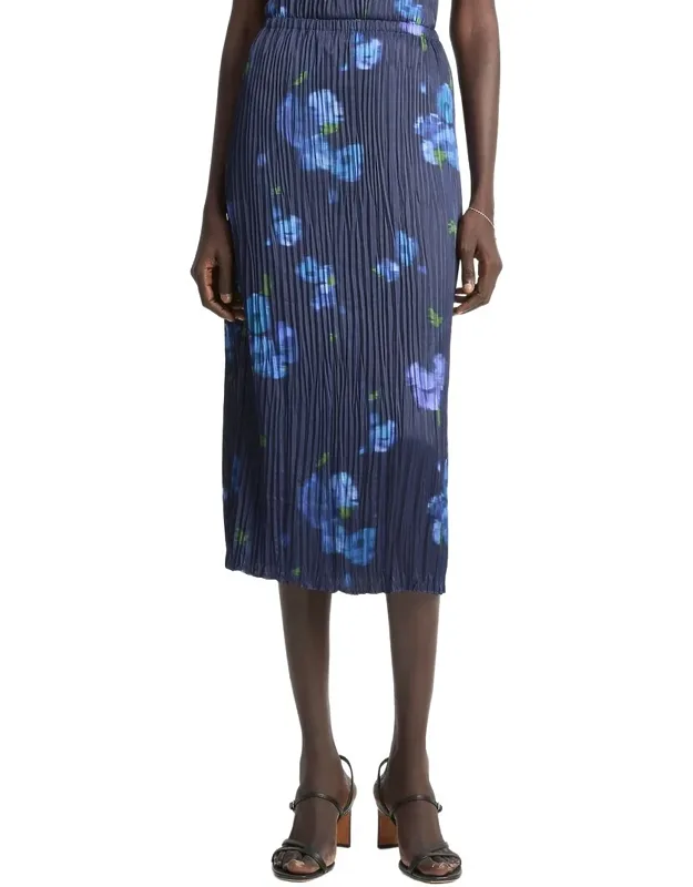 Poppy Blur Crushed Column Skirt