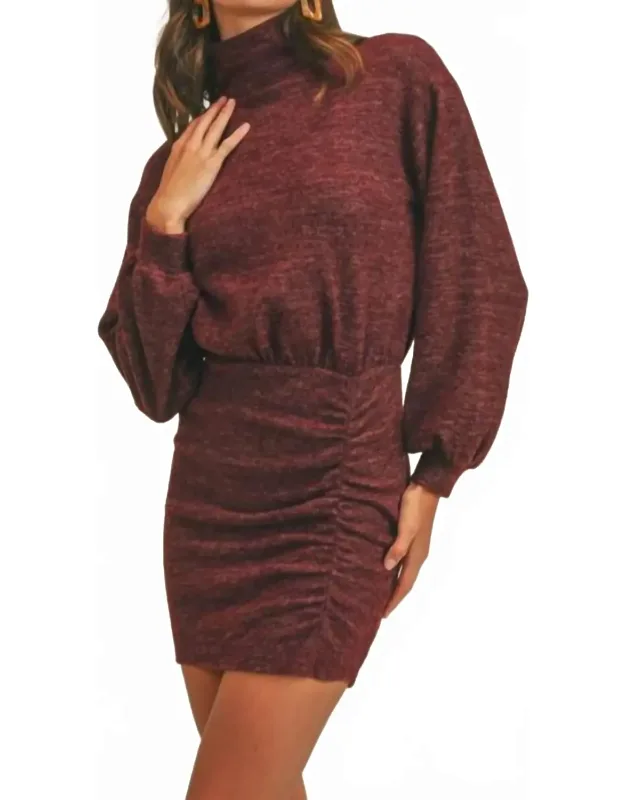 Mock Neck Cinched Knit Dress