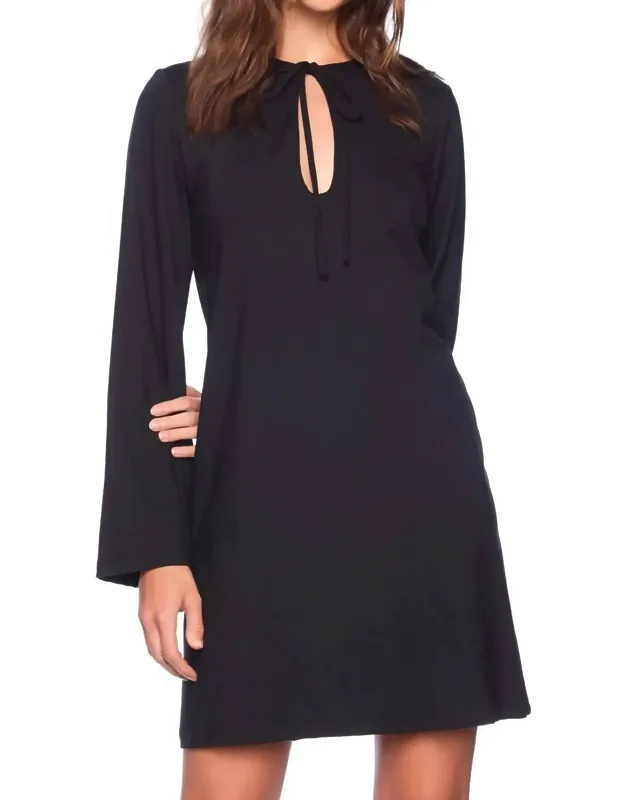 Bell Sleeve Keyhole Tie Dress