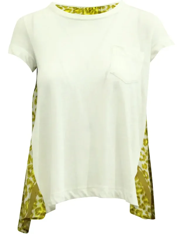Panel Printed Pleated Flared T-shirt