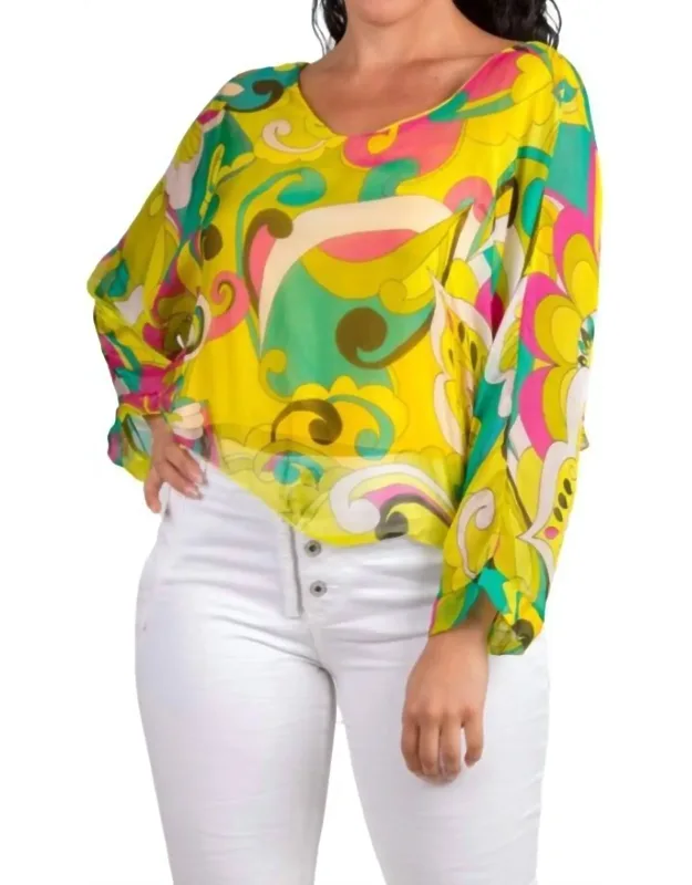 Groovy Print V-neck Top