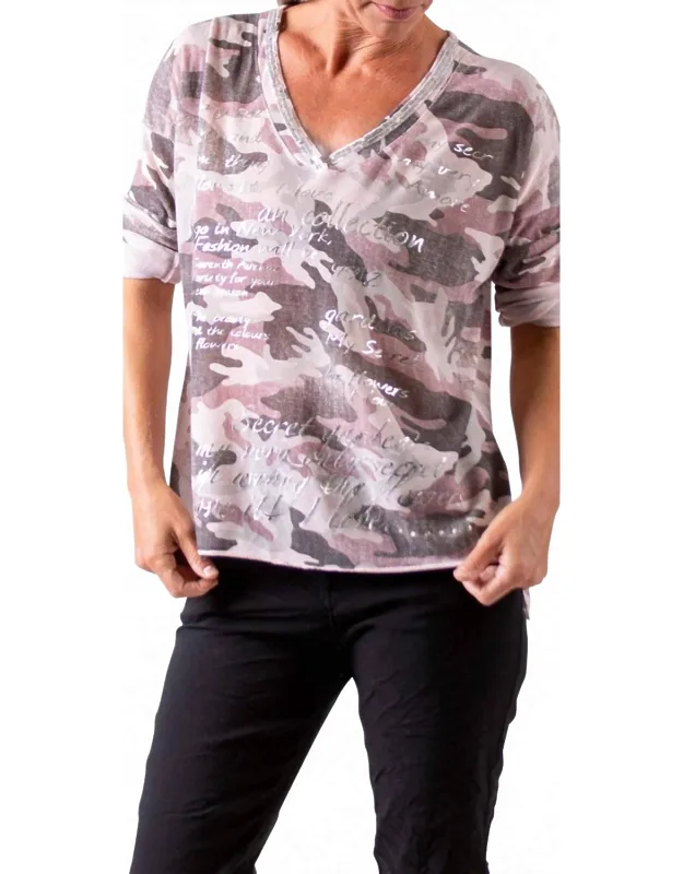 Camo Sweater With Writing