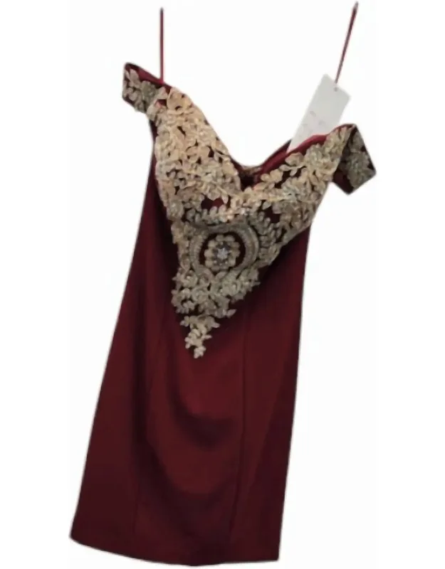 Off-shoulder Mini Dress With Appliqué