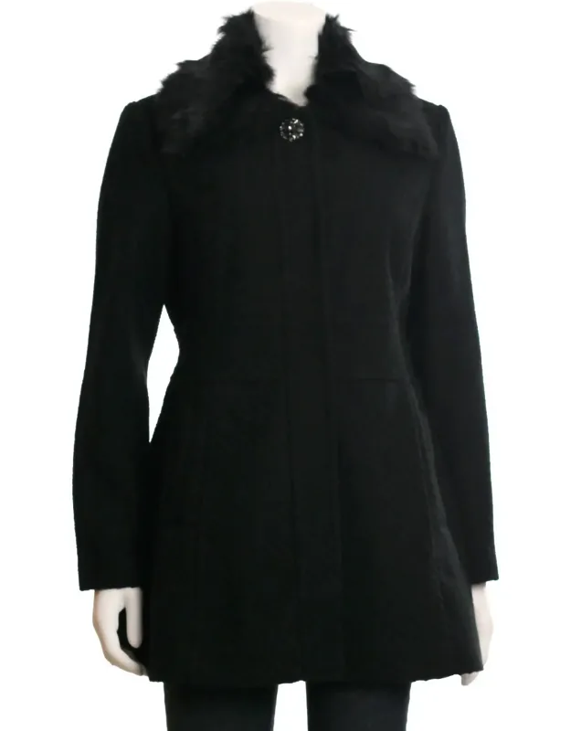Faux Fur Collar Walker Coat