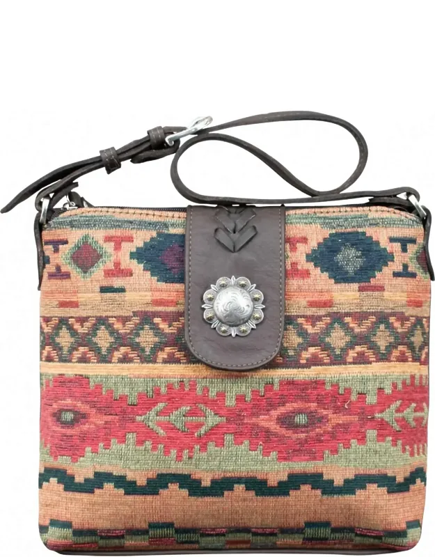 Hand Woven Santa Fe Tapestry Zip Top Shoulder Bag