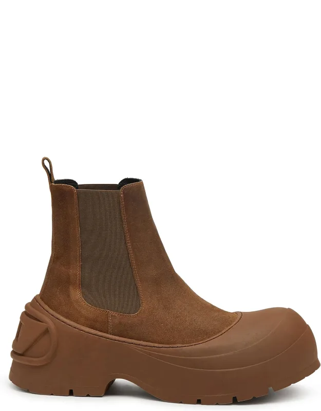 Chelsea Boots In Waxed Suede And Rubber