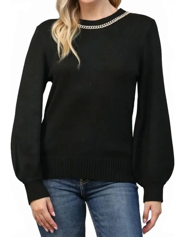 Chain Trimmed Open Back Sweater