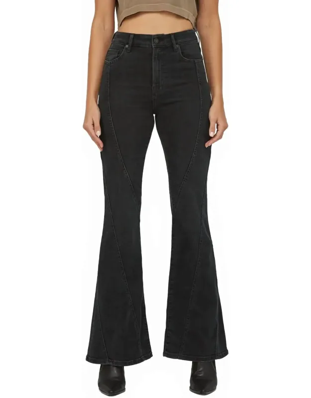High Rise Fashion Seamed Flare Jeans