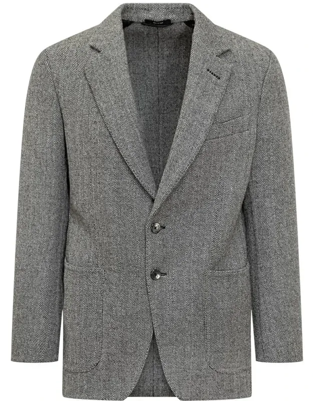 Wool Jacket With Chevron Pattern