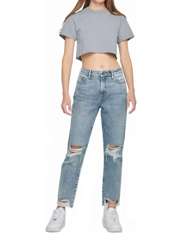 High Rise Cropped Straight Fit Jeans