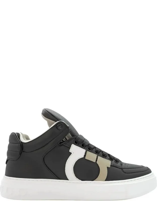 Gancini High-top Calf Leather Sneakers