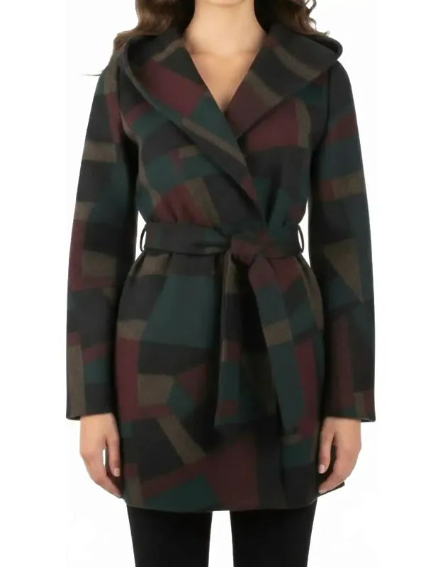 Wool Hooded Wrap Coat