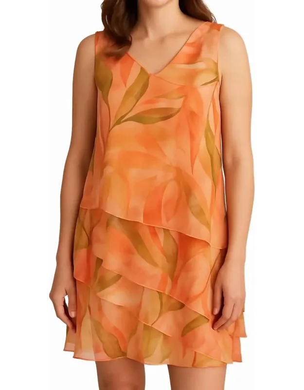 Woven Dress With Floral Pattern And Zip Closure