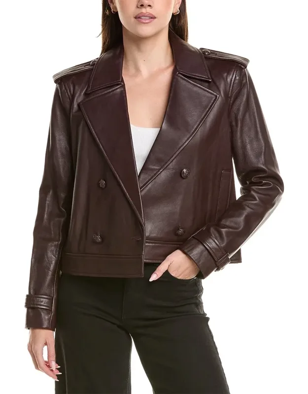 Cropped Leather Trench Coat