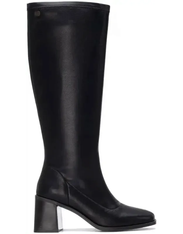 Block Heel Stretchy Tall Boots