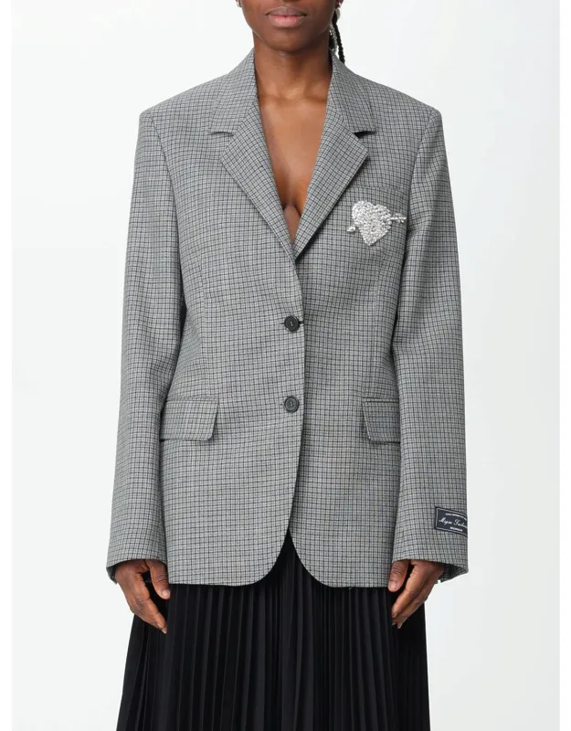 Blazer In Wool With Check Pattern