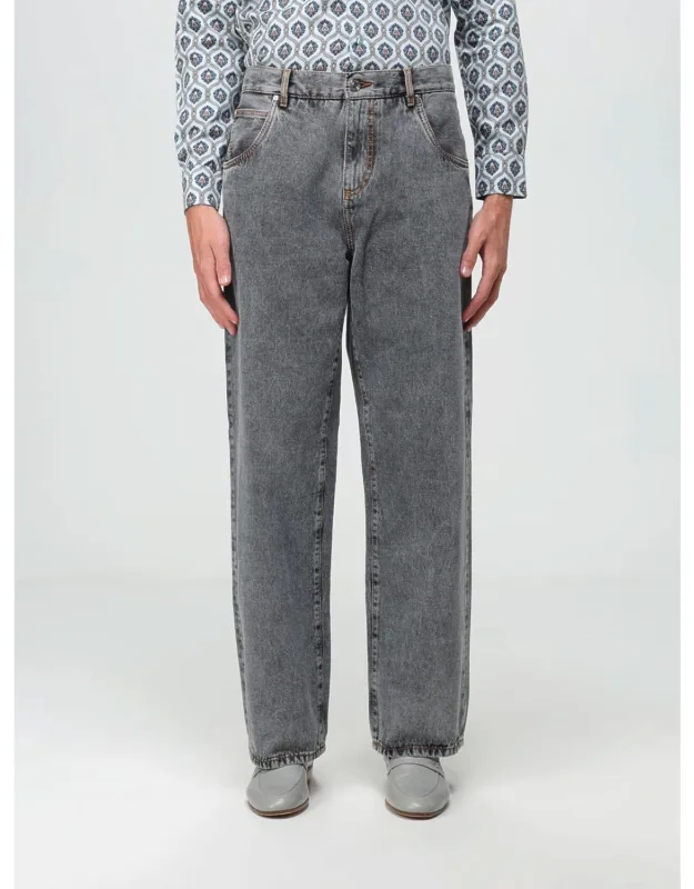 Jeans With Embroidered Logo