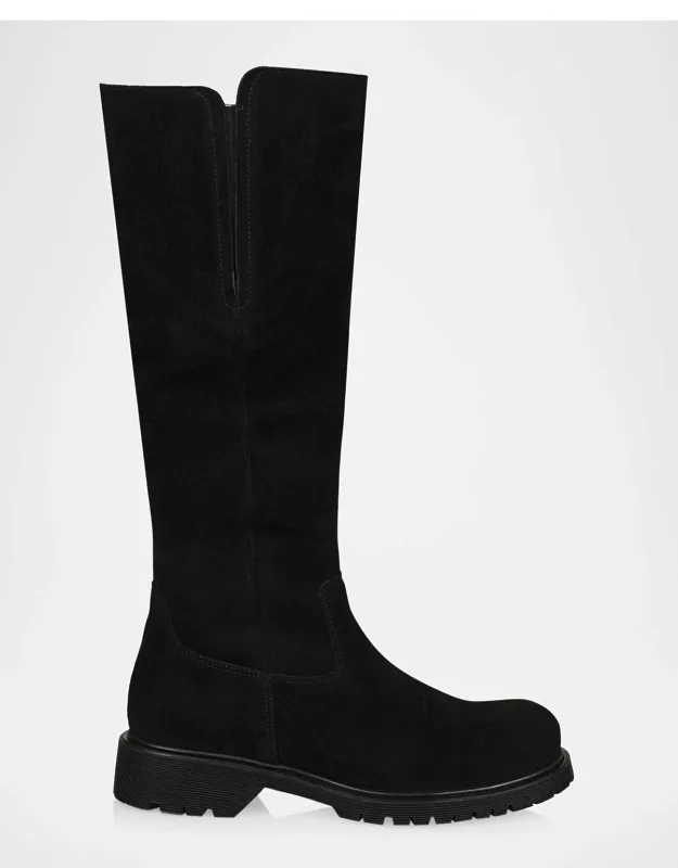 Shearling-lined Suede Knee-high Boots