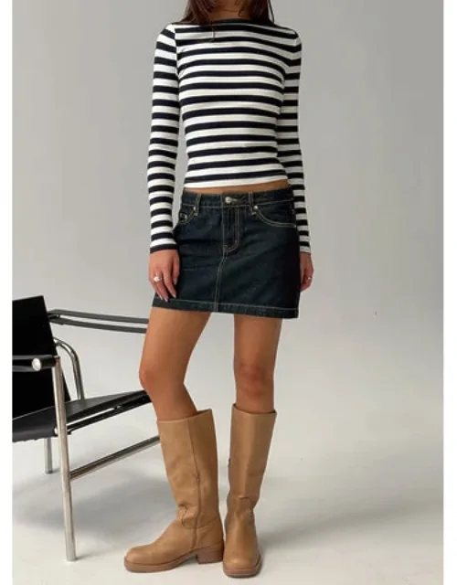 Nickei Denim Mini Skirt With Seam Detail And Belt Loops