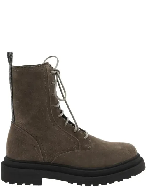 Ankle Boots With Monil Detail And Side Zip Closure In Leather