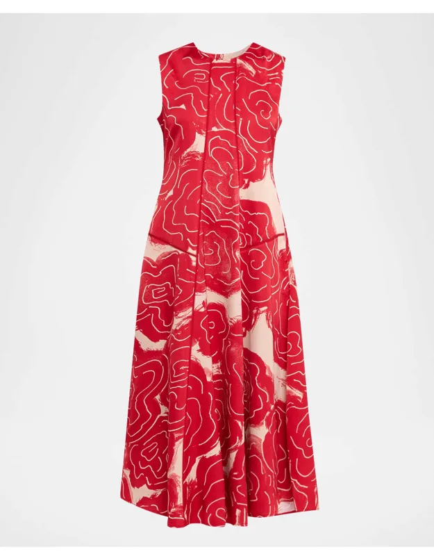 Bennet Sleeveless Floral Flared Midi Dress