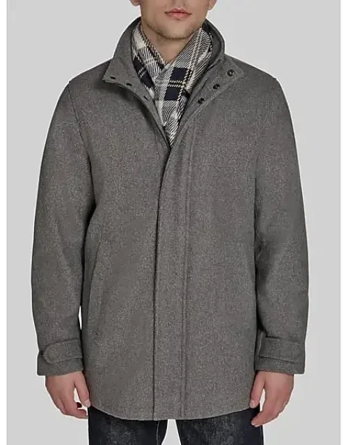 Wool Blend Walking Coat With Scarf
