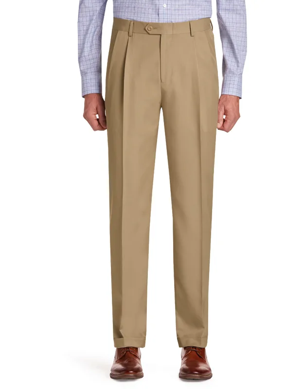 Traveler Performance Traditional Fit Slider Waistband Pleated Chinos