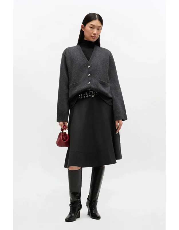 Mixed Wool Suiting Wrap Skirt