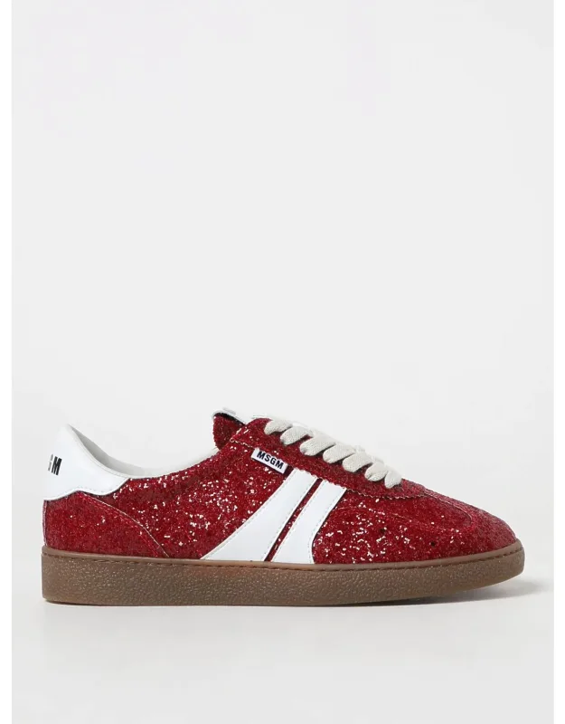Retro Sneakers In Glittery Fabric And Synthetic Leather