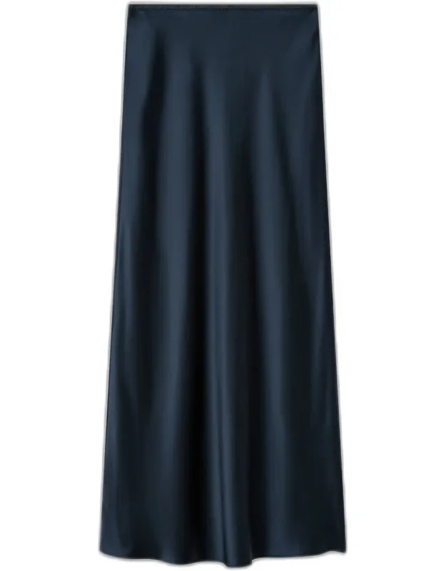 Isaak Long Silk Satin Skirt - Regular, Lustrous Silk, Ultra-smooth Hand Feel
