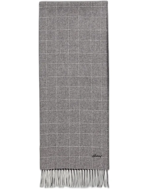 Silk And Cashmere Double-face Houndstooth Plaid Scarf