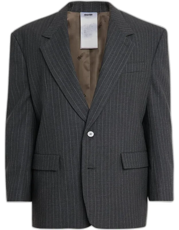 Pinstripe Wool-blend Two-button Jacket
