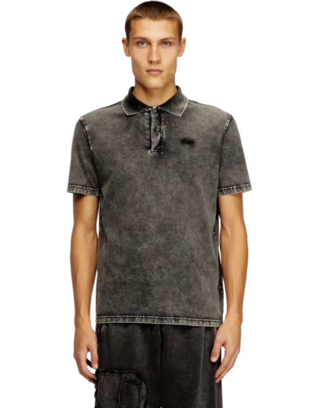 Polo Shirt In Denim-effect Jersey