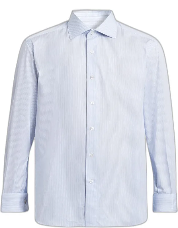 Fine-stripe Cotton Sport Shirt