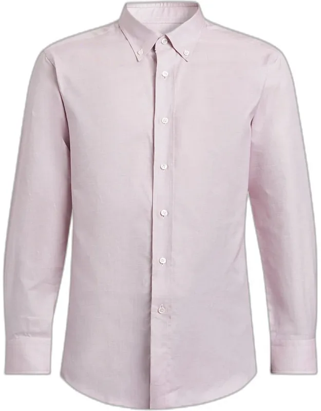 Textured Cotton Button-collar Dress Shirt