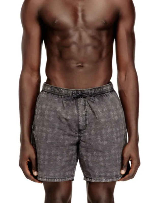 Swim Shorts With Faded Houndstooth Pattern