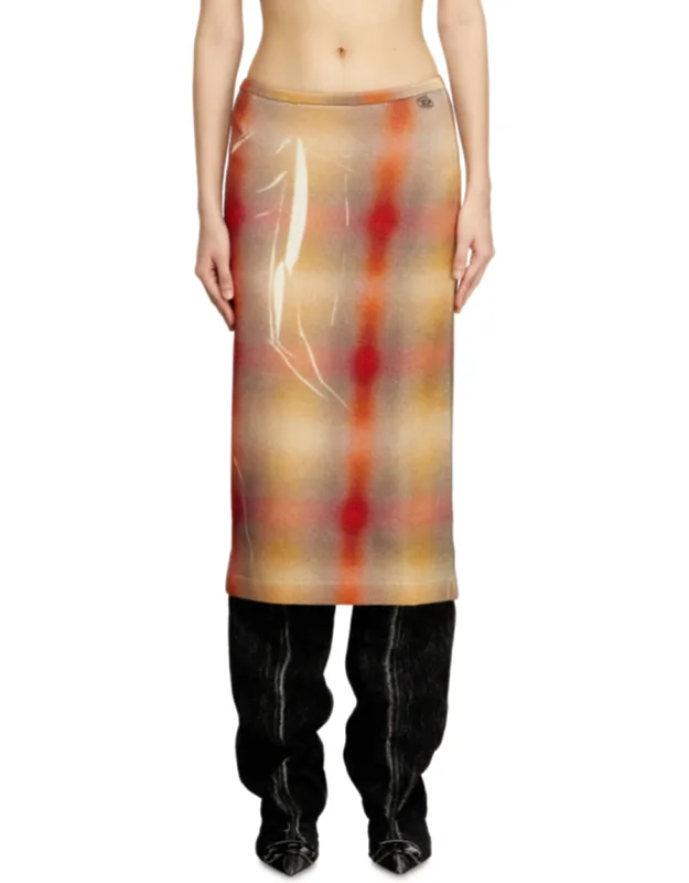 Wool Midi Skirt With All-over Check Print