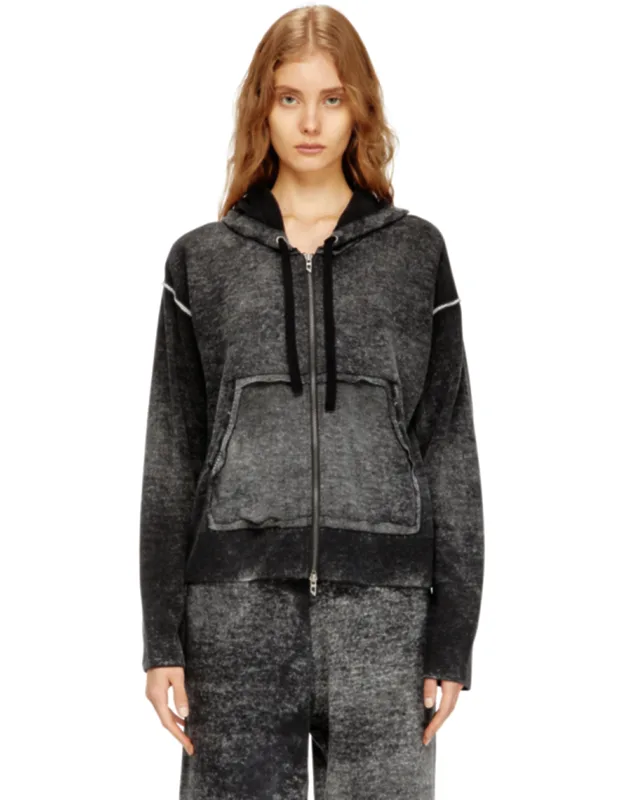 Reverse-print Hooded Cardigan In Wool