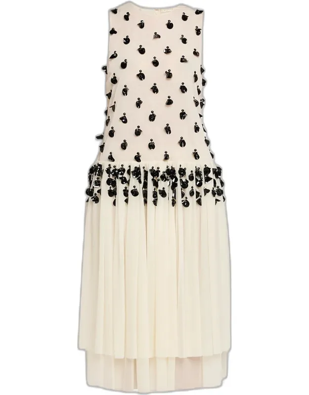 Embellished Sleeveless Tiered Midi Dress