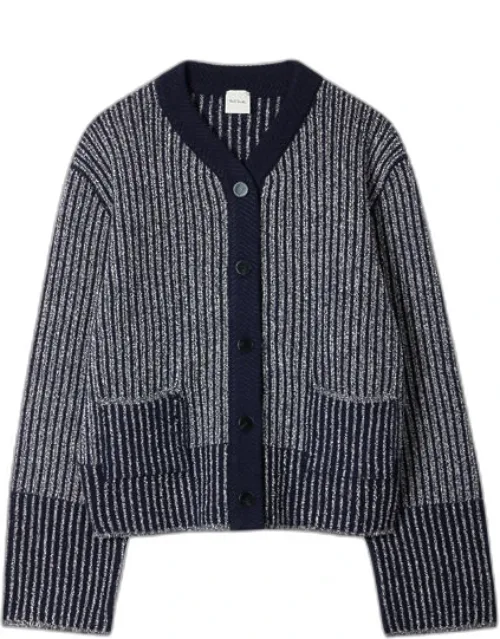 Wool-blend Ribbed Knit Cardigan