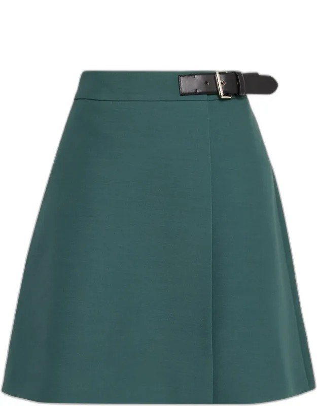 Pleated Mini Wrap Skirt