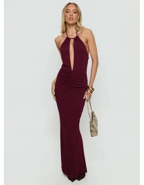 Halter Plunge Maxi Dress