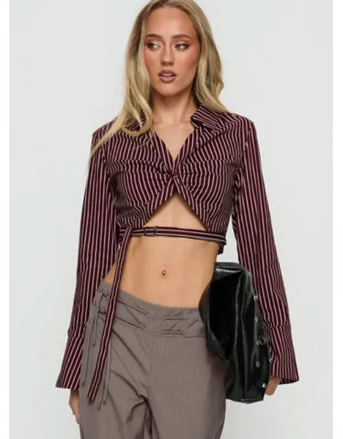 Wrap Detail Cropped Long Sleeve Top