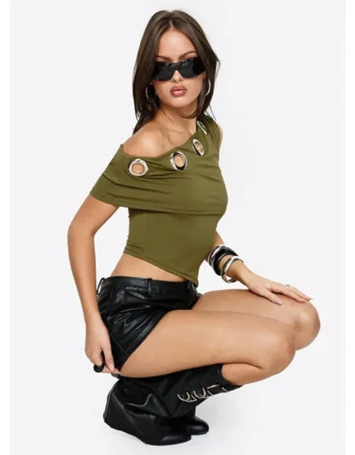 Noteworthy Eyelet Detail Off Shoulder Top