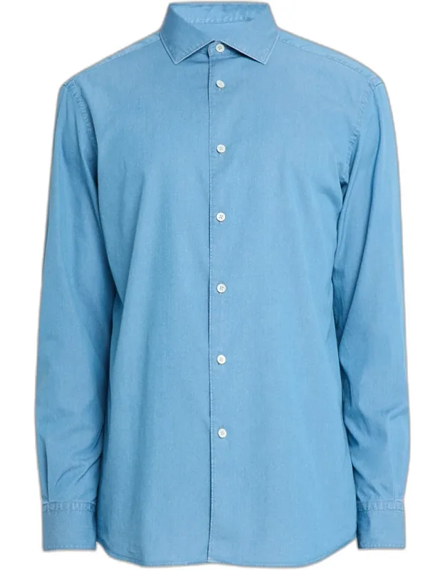 Washed Denim Classic Fit Button-down Shirt