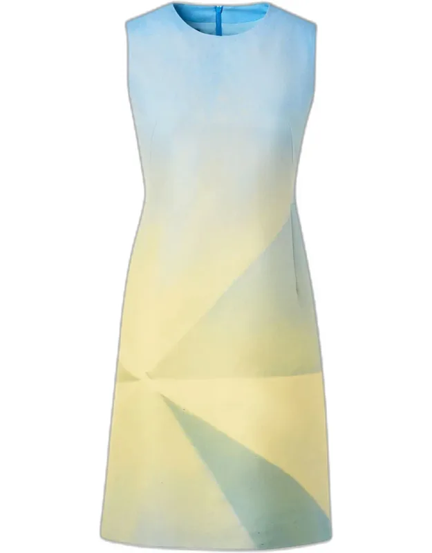 Sunbeam Print Silk Sleeveless Dress