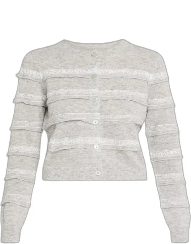 Alpaca-blend Lace Stripe Cardigan