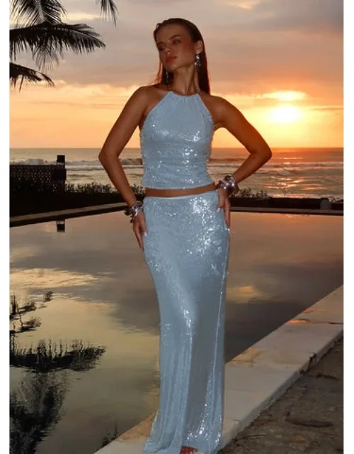 Emalia Sheer Sequin Maxi Skirt