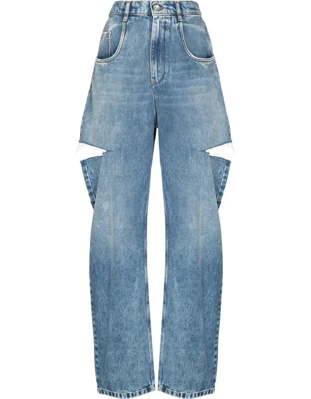 Distressed Straight-leg Jeans