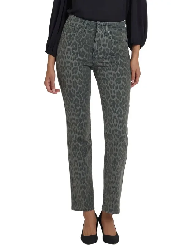 Petite Marilyn Vine Leaf Leopard Straight Leg Jeans